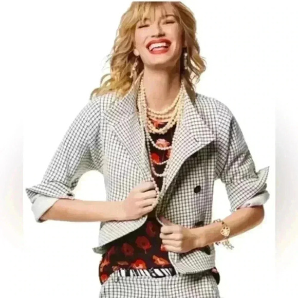 Cabi Black White Windowpane Blazer Jacket size XS - Picture 2 of 8